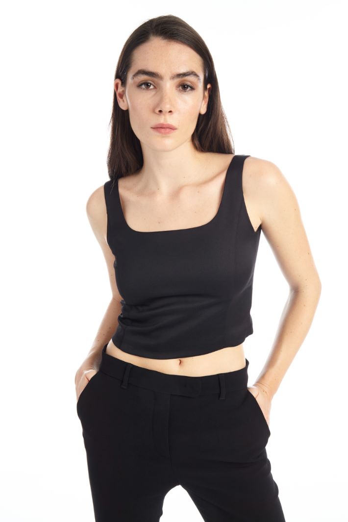 Top corto in raso - NERO - Fashion Market - 2