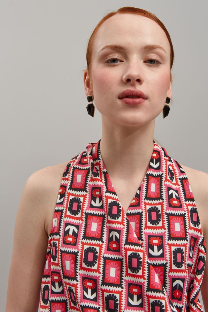 Top in enver satin - FUXIA NERO BIANCO - Fashion Market - 3