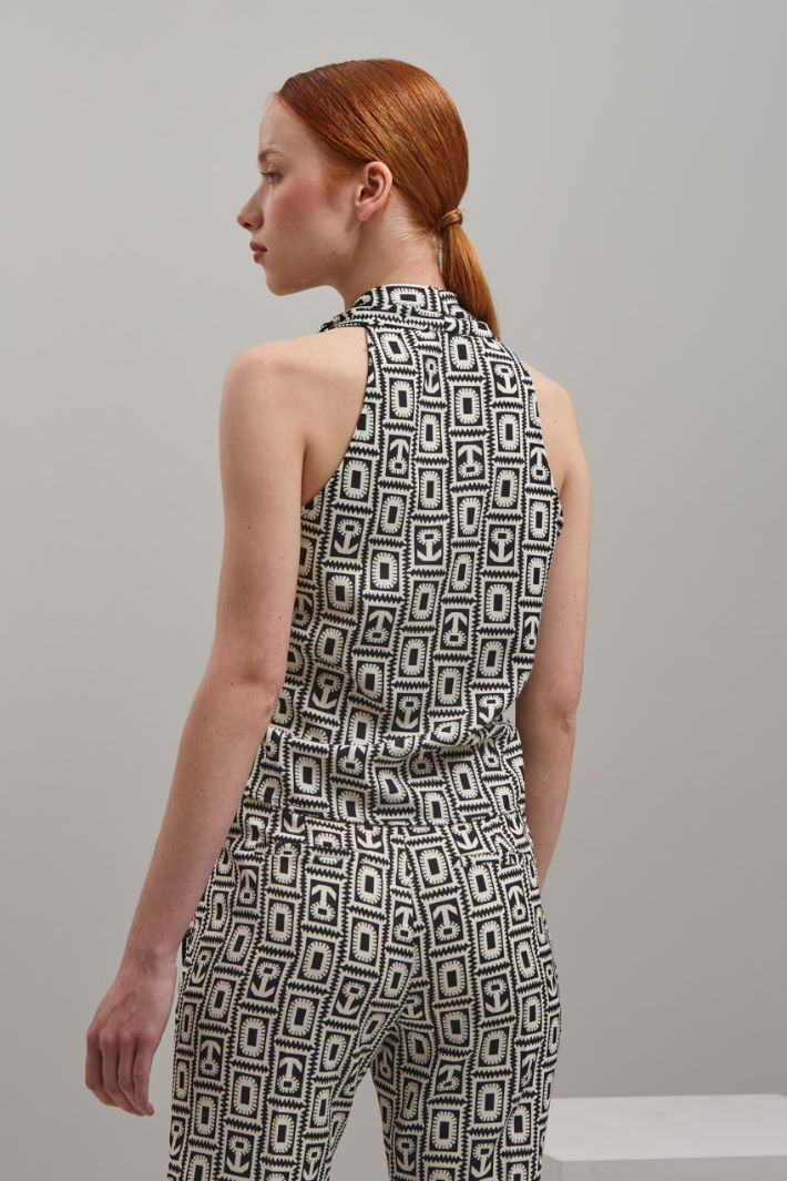 Top in enver satin - BIANCO NERO - Fashion Market - 4