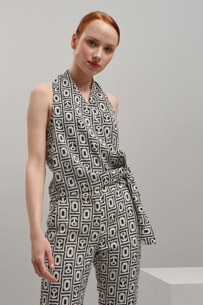 Top in enver satin - BIANCO NERO - Fashion Market - 2