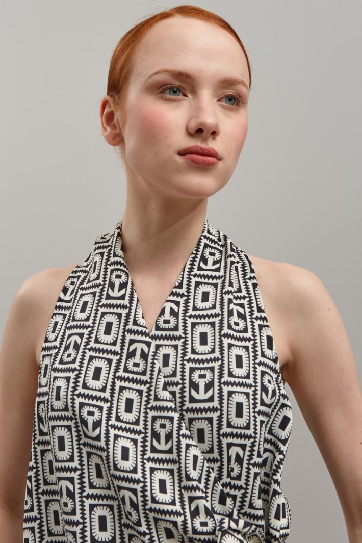 Top in enver satin - BIANCO NERO - Fashion Market - 3