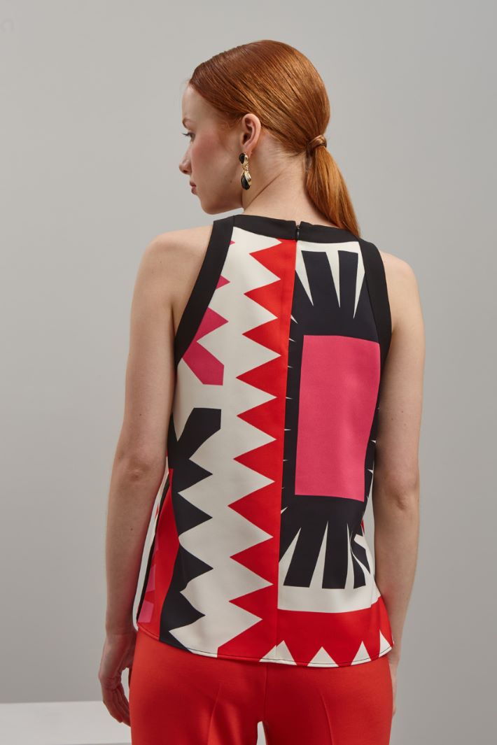 Top stampato - AVORIO FUCSIA NERO - Fashion Market - 4