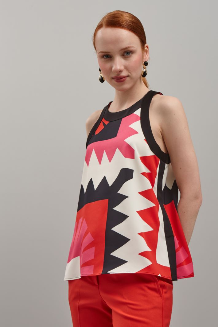 Top stampato - AVORIO FUCSIA NERO - Fashion Market - 2
