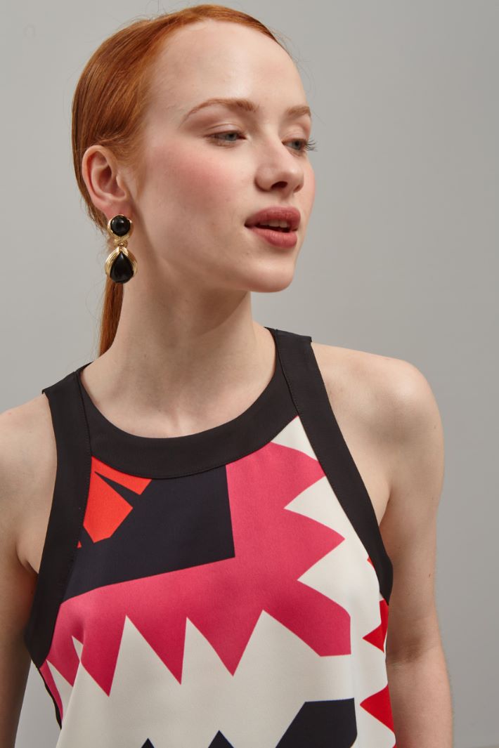 Top stampato - AVORIO FUCSIA NERO - Fashion Market - 3