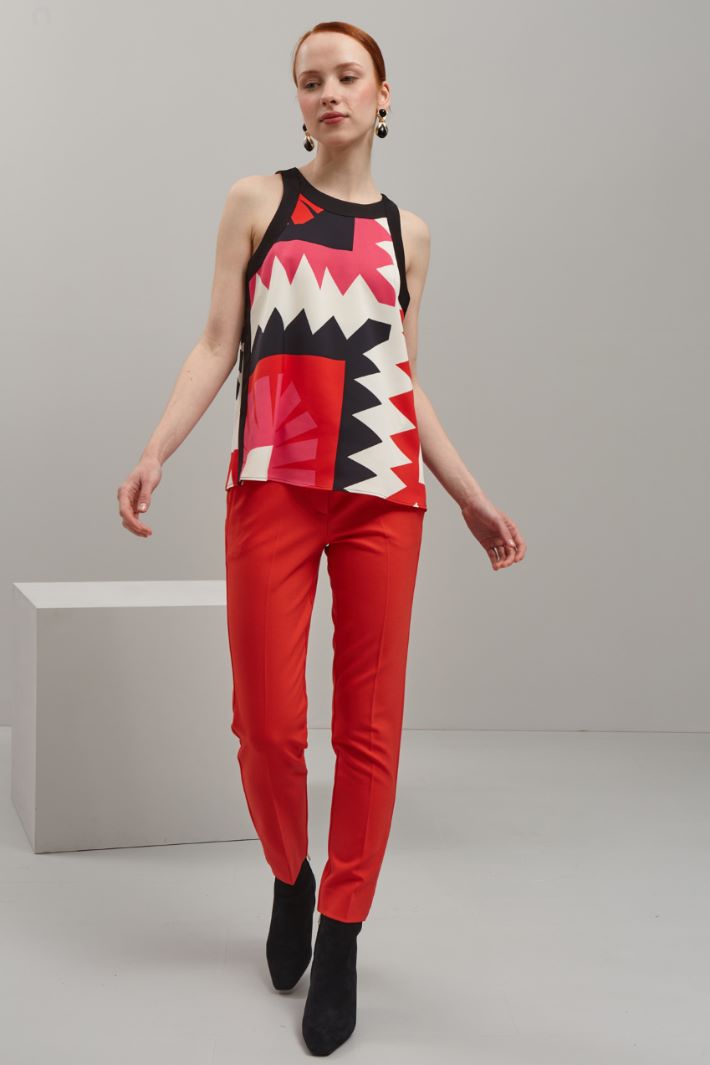 Top stampato - AVORIO FUCSIA NERO - Fashion Market