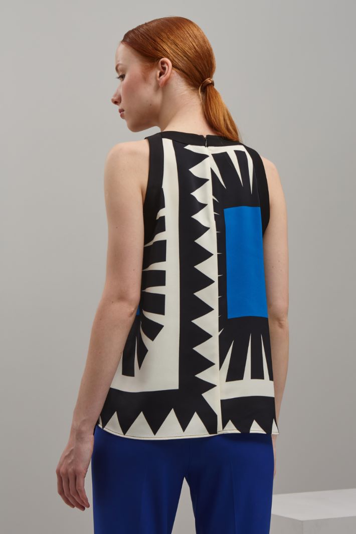Top stampato - AVORIO AZZURRO NERO - Fashion Market - 4