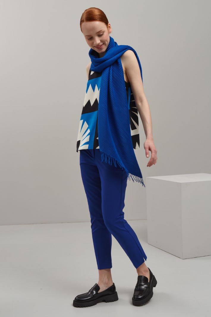 Top stampato - AVORIO AZZURRO NERO - Fashion Market
