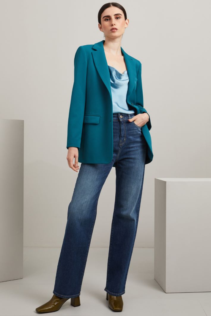 Top in raso - AZZURRO - Fashion Market