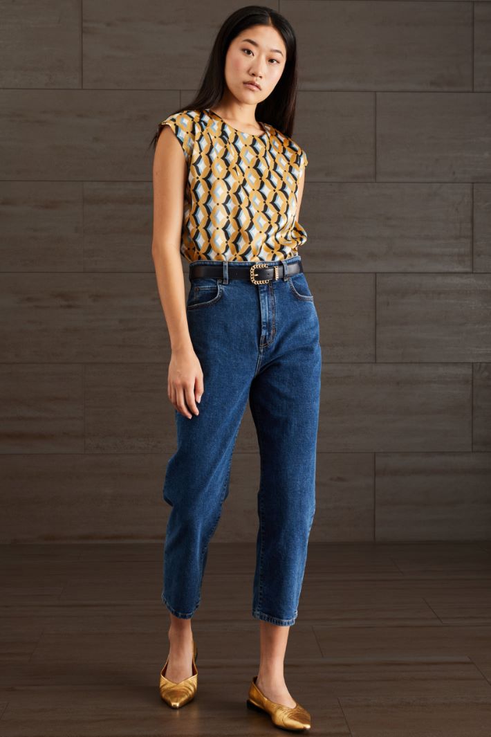 Jeans cropped in cotone - BLU DENIM - Fashion Market