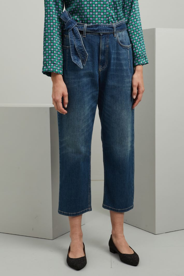 Jeans cropped dritti - BLU DENIM - Fashion Market - 2