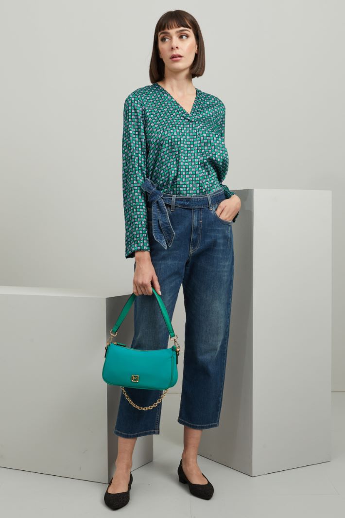 Jeans cropped dritti - BLU DENIM - Fashion Market
