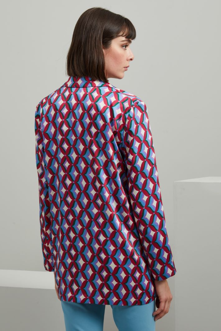 Casacca in twill stampato - MAGENTA VERDE AZZURRO - Fashion Market - 4