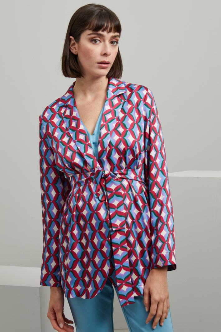 Casacca in twill stampato - MAGENTA VERDE AZZURRO - Fashion Market - 2