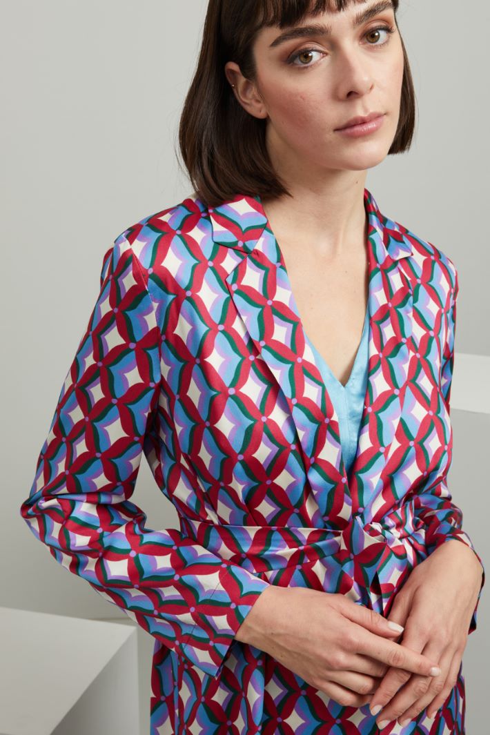 Casacca in twill stampato - MAGENTA VERDE AZZURRO - Fashion Market - 3