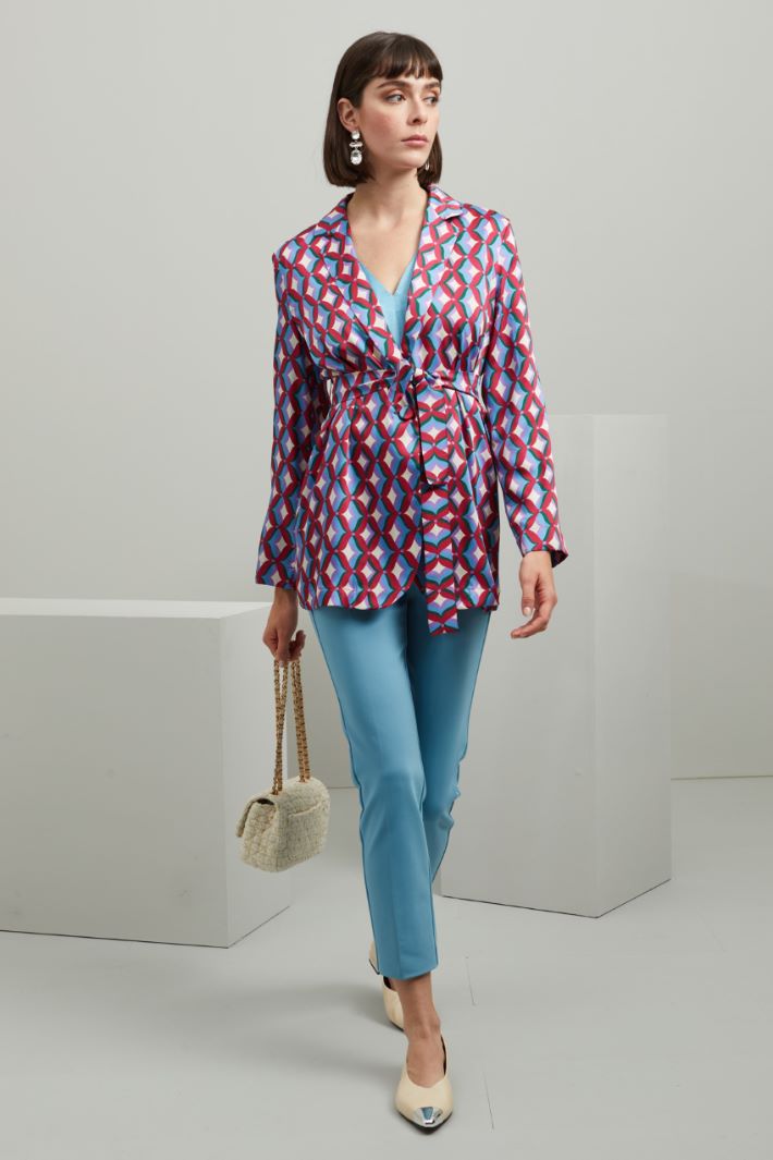 Casacca in twill stampato - MAGENTA VERDE AZZURRO - Fashion Market