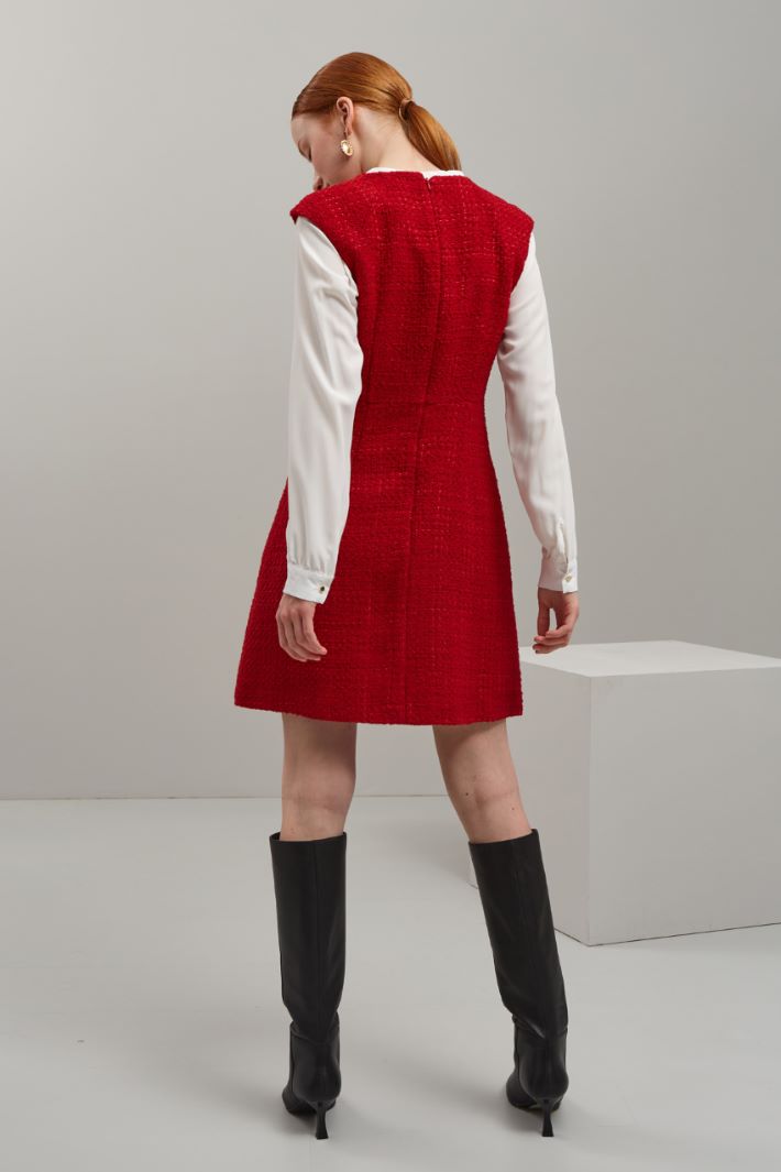 Tubino smanicato in tweed - ROSSO ORO - Fashion Market - 4