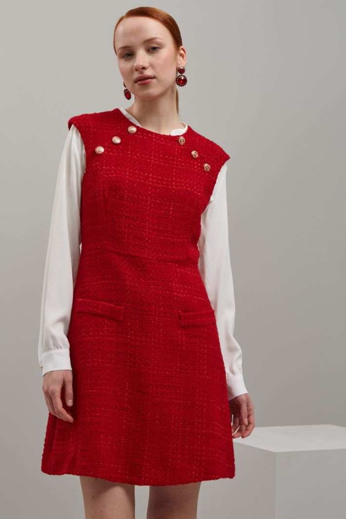 Tubino smanicato in tweed - ROSSO ORO - Fashion Market - 2