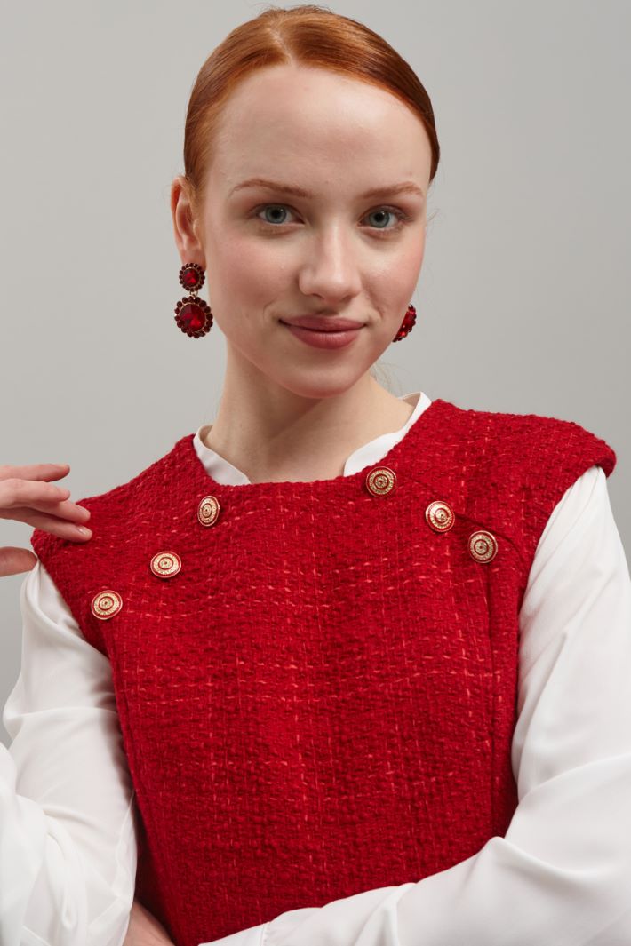 Tubino smanicato in tweed - ROSSO ORO - Fashion Market - 3