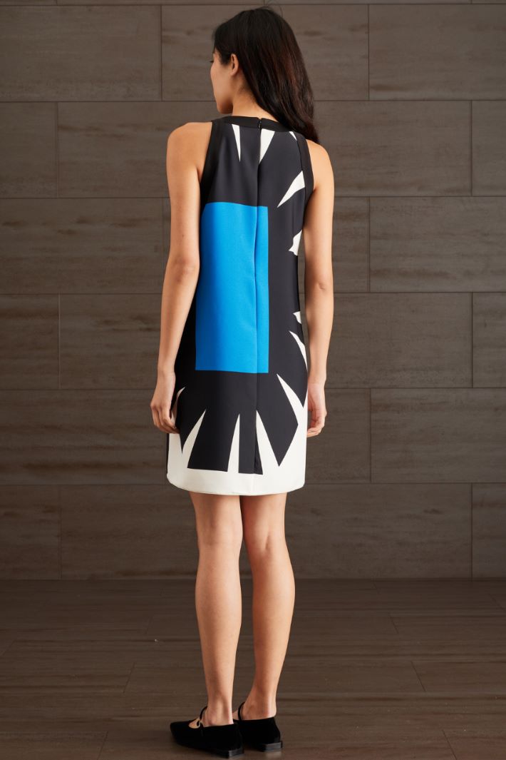 Abito in enver satin - NERO BIANCO AZZURRO - Fashion Market - 4