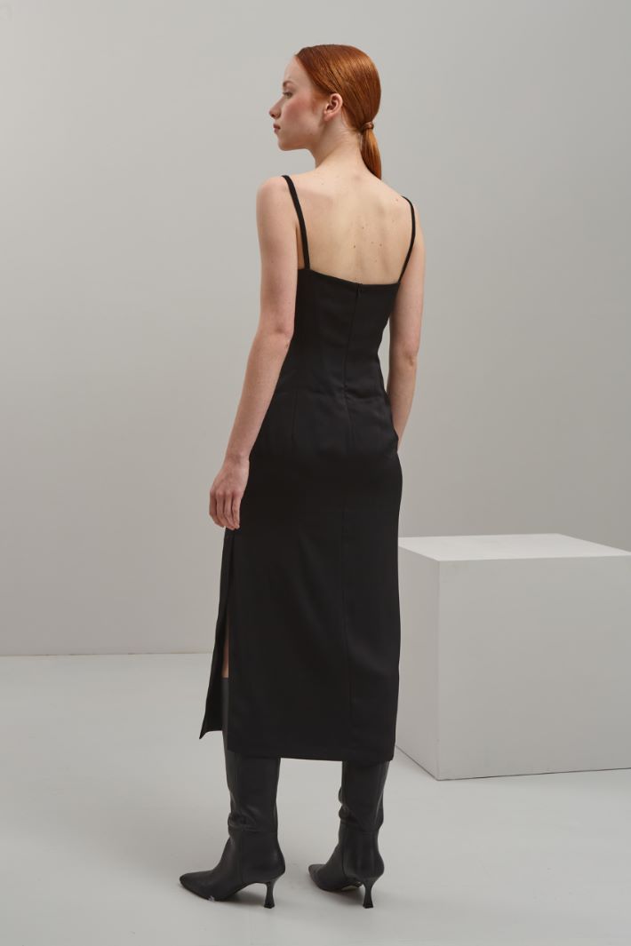Abito lungo in raso - NERO - Fashion Market - 4