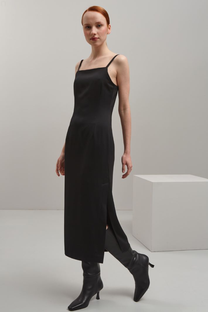 Abito lungo in raso - NERO - Fashion Market - 2