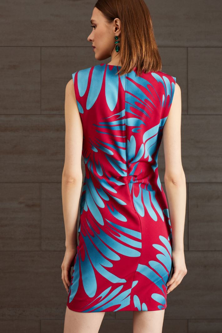 Abito in cady stampato - MAGENTA AZZURRO - Fashion Market - 4