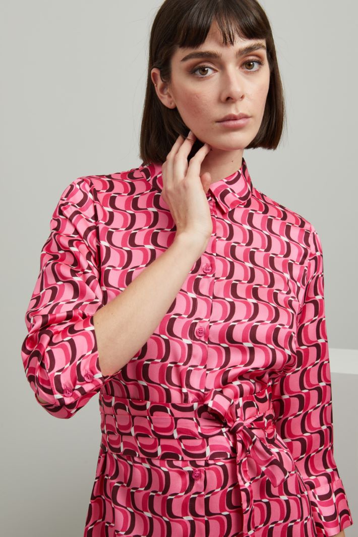 Chemisier in twill - FUXIA ROSA MARRONE - Fashion Market - 3