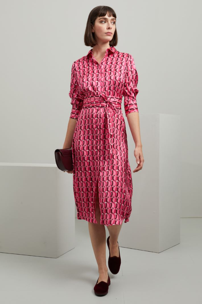 Chemisier in twill - FUXIA ROSA MARRONE - Fashion Market