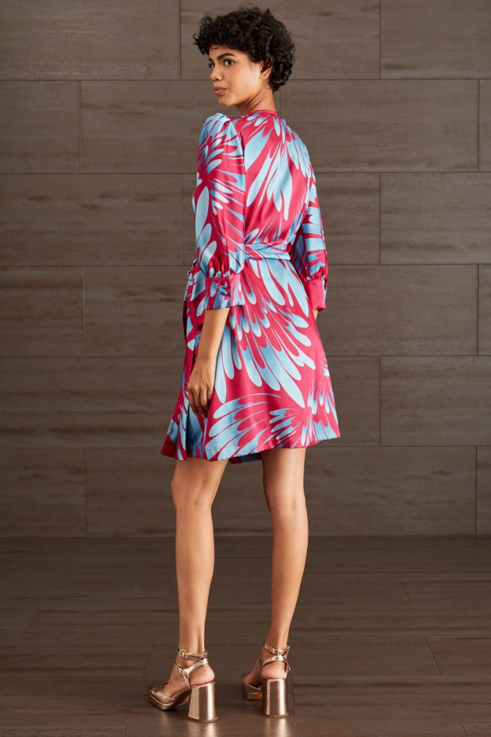 Abito a portafoglio in twill - MAGENTA AZZURRO - Fashion Market - 4