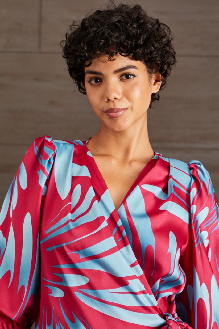 Abito a portafoglio in twill - MAGENTA AZZURRO - Fashion Market - 2