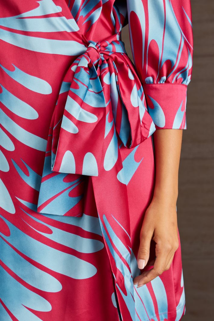 Abito a portafoglio in twill - MAGENTA AZZURRO - Fashion Market - 3
