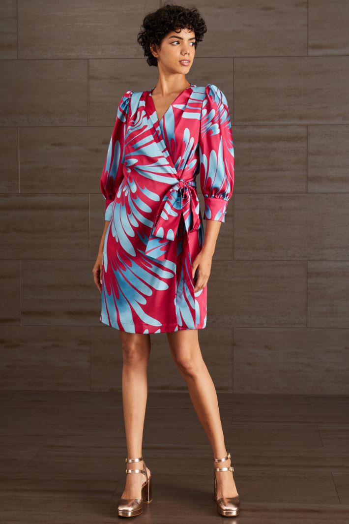 Abito a portafoglio in twill - MAGENTA AZZURRO - Fashion Market