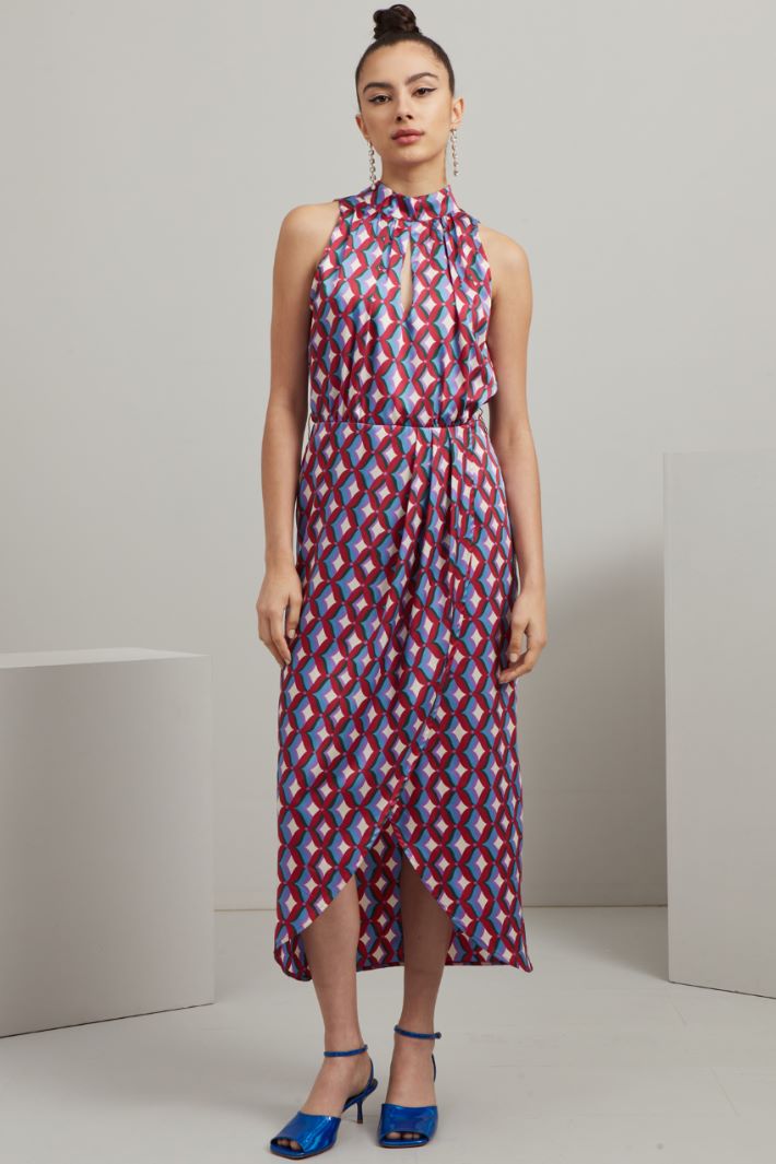 Abito lungo in twill - MAGENTA AZZURRO VERDE - Fashion Market - 2