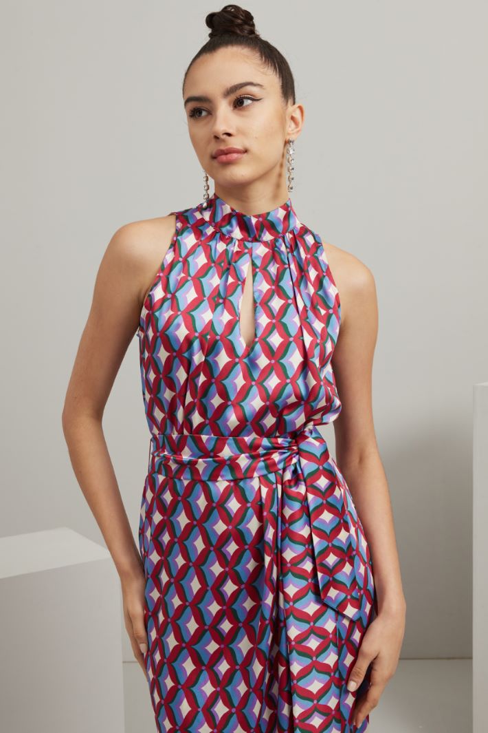 Abito lungo in twill - MAGENTA AZZURRO VERDE - Fashion Market - 3