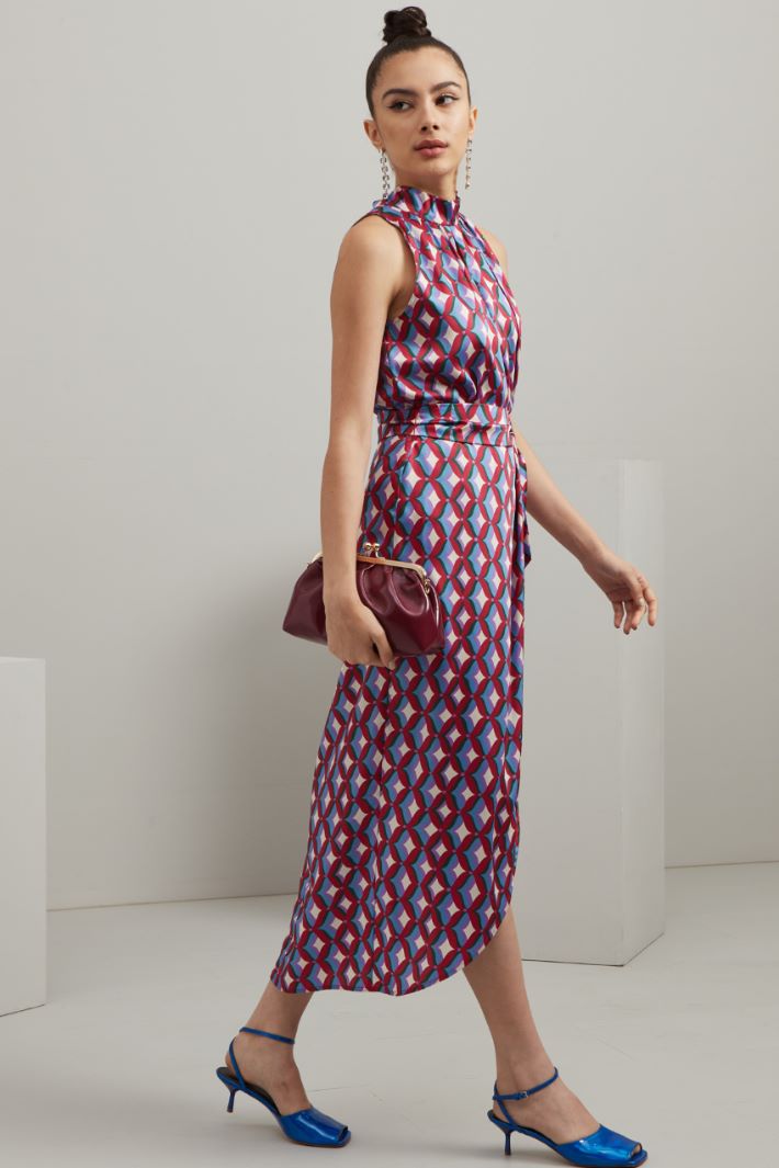 Abito lungo in twill - MAGENTA AZZURRO VERDE - Fashion Market