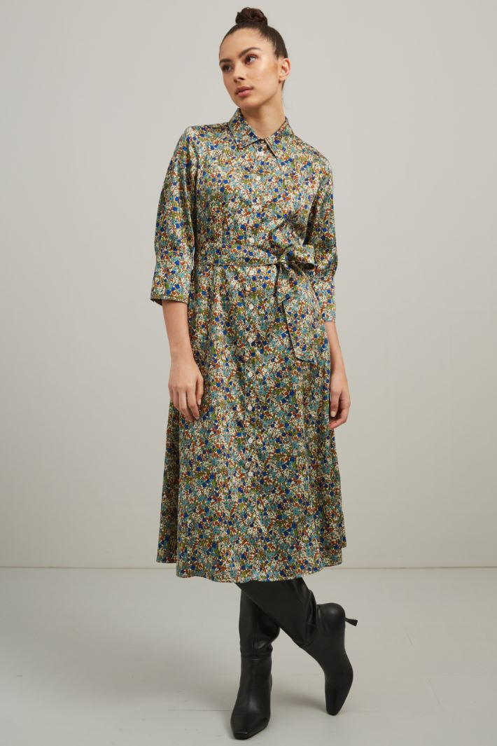 Chemisier in twill stampato - AZZURRO VERDE MARRONE - Fashion Market - 2