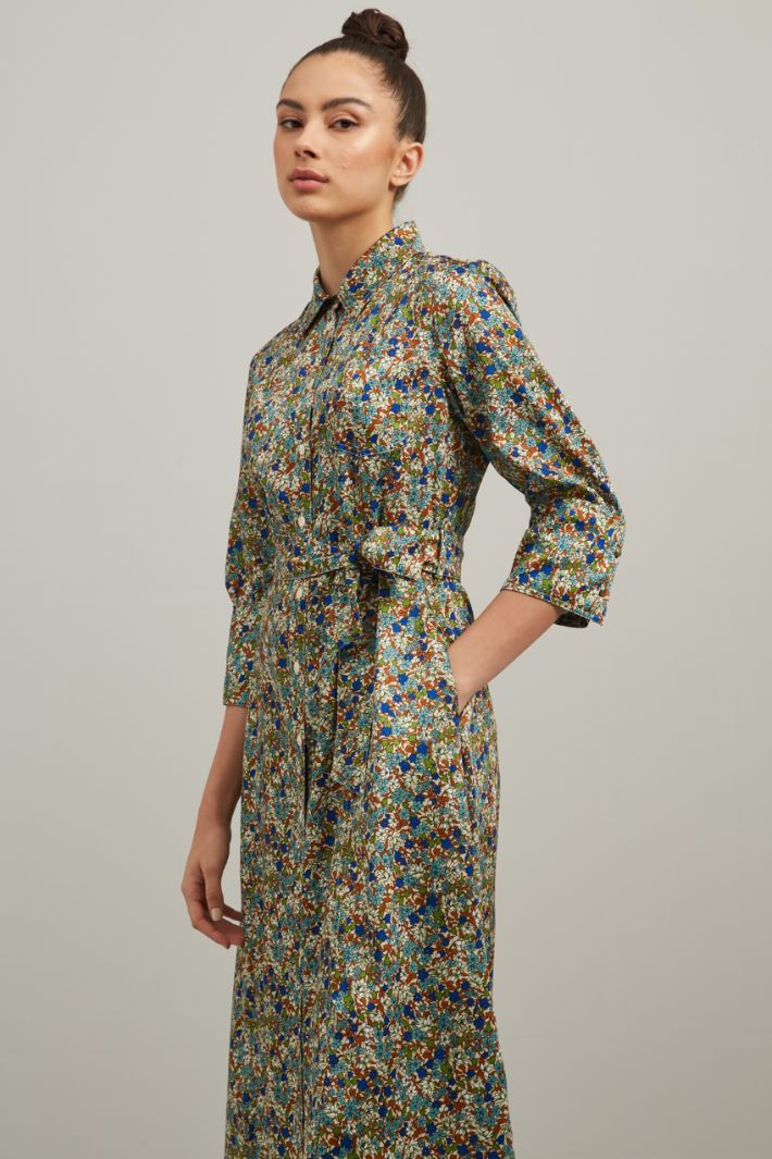 Chemisier in twill stampato - AZZURRO VERDE MARRONE - Fashion Market - 3
