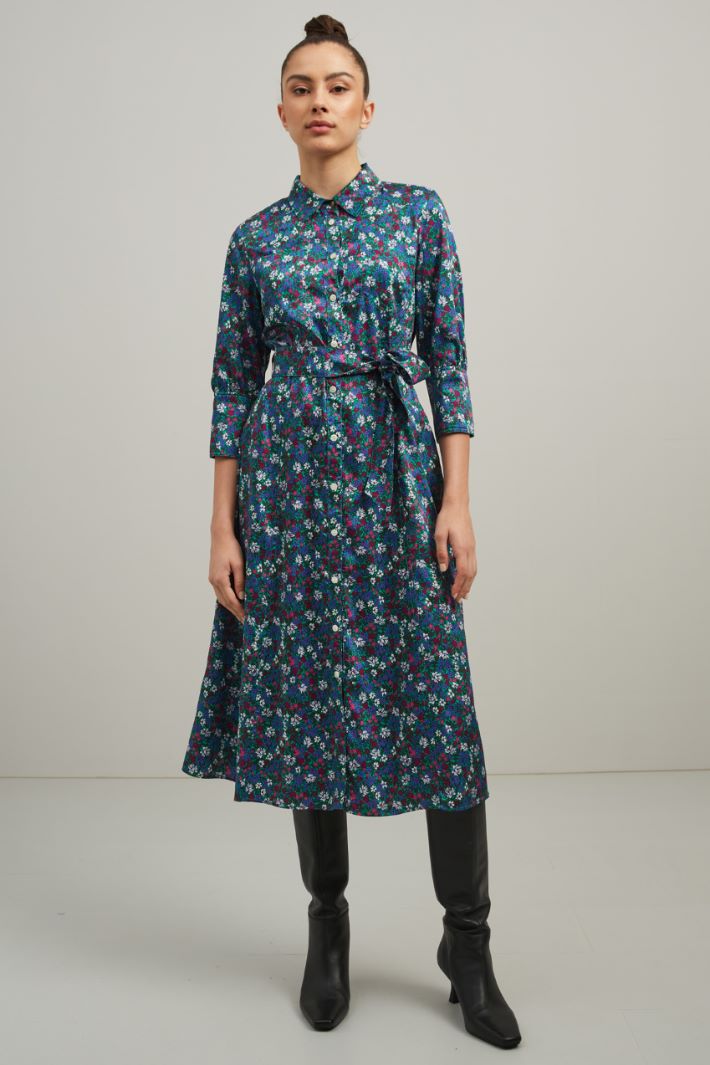 Chemisier in twill stampato - BLU MAGENTA AZZURRO - Fashion Market - 2