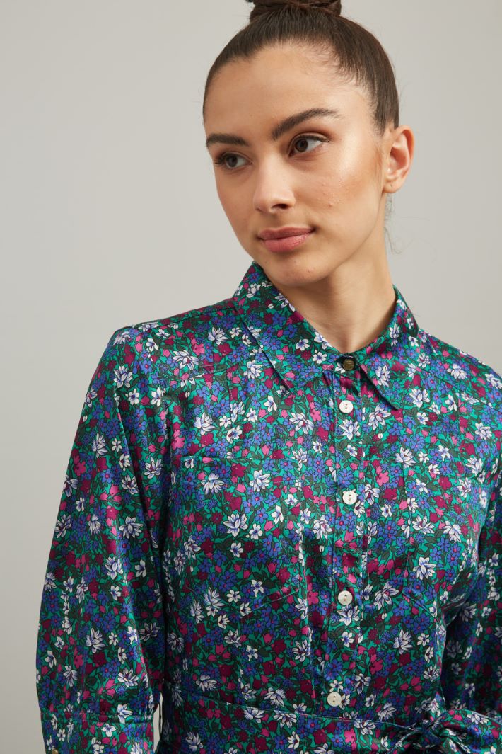 Chemisier in twill stampato - BLU MAGENTA AZZURRO - Fashion Market - 3