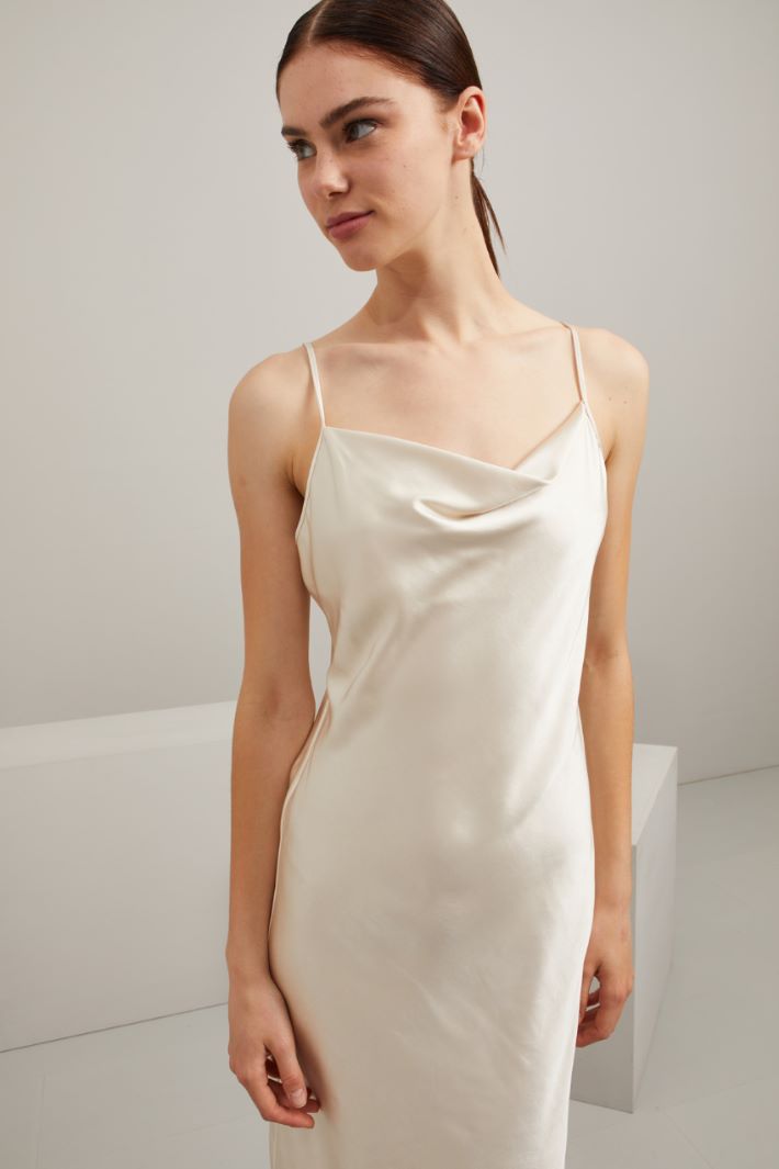 Slip dress in raso - AVORIO - Fashion Market - 3