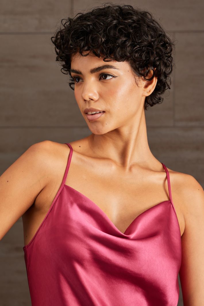 Slip dress in raso - FUCSIA - Fashion Market - 3
