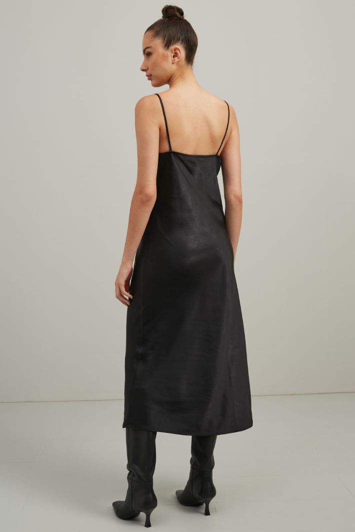 Slip dress in raso - NERO - Fashion Market - 4