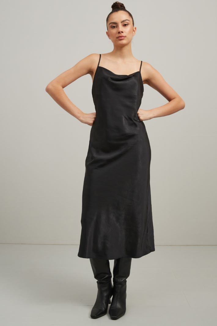 Slip dress in raso - NERO - Fashion Market - 2