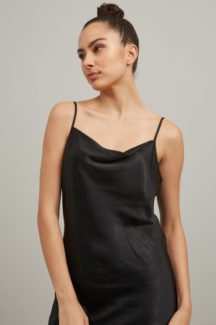 Slip dress in raso - NERO - Fashion Market - 3