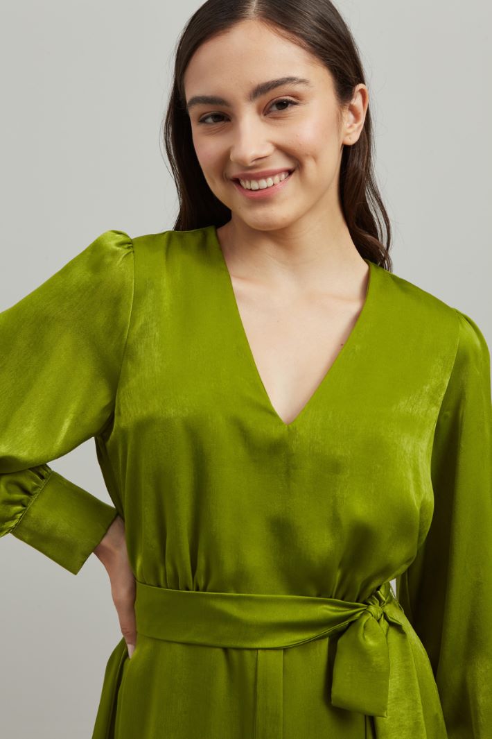 Abito in raso - VERDE - Fashion Market - 2
