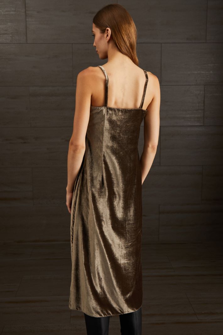 Slip dress in velluto - MARRONE - Fashion Market - 4