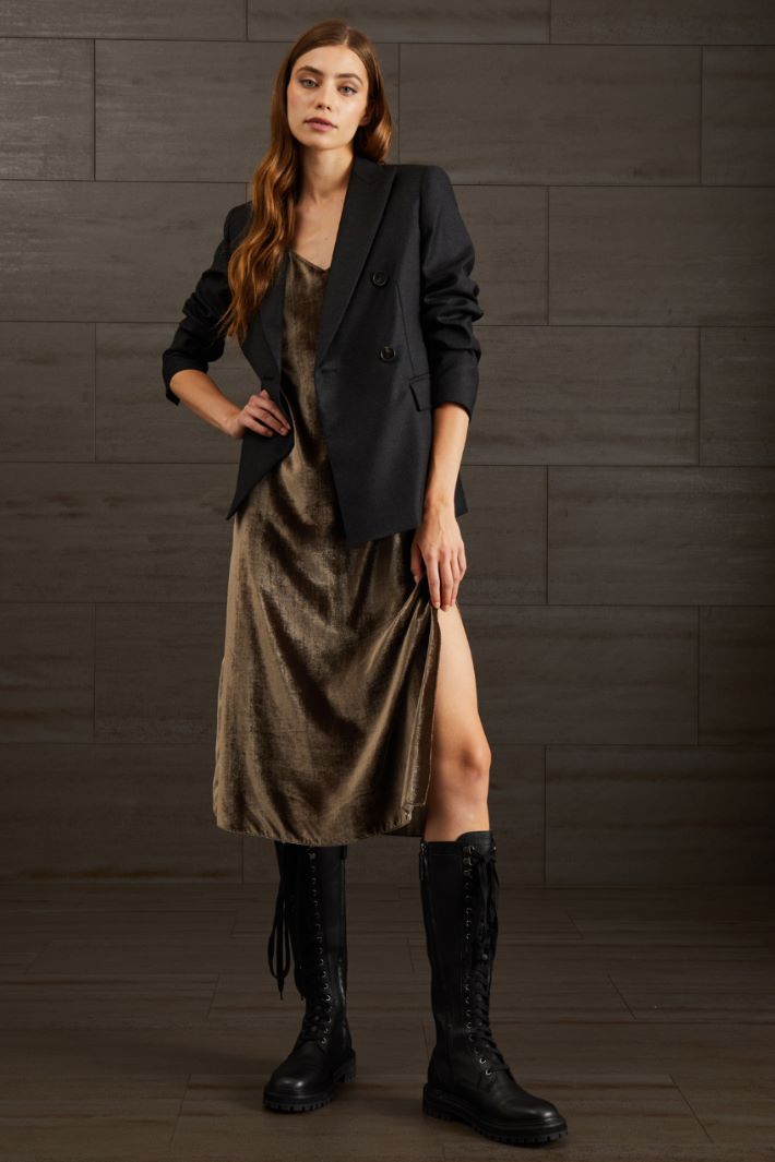 Slip dress in velluto - MARRONE - Fashion Market