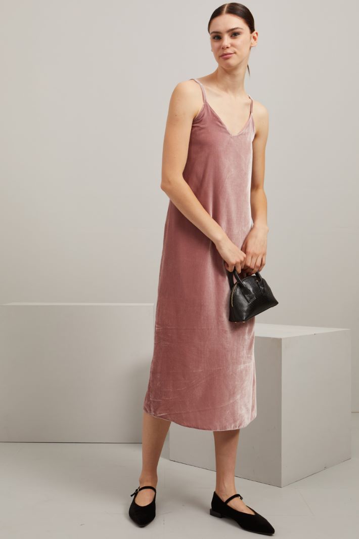 Slip dress in velluto - ROSA ANTICO - Fashion Market