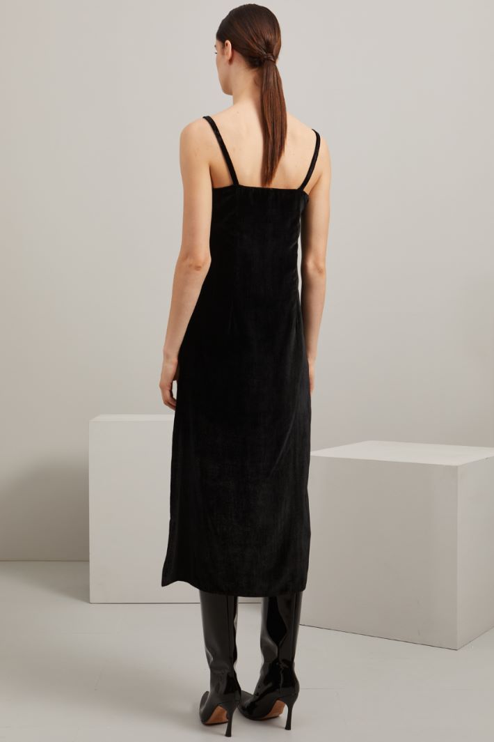 Slip dress in velluto - NERO - Fashion Market - 4