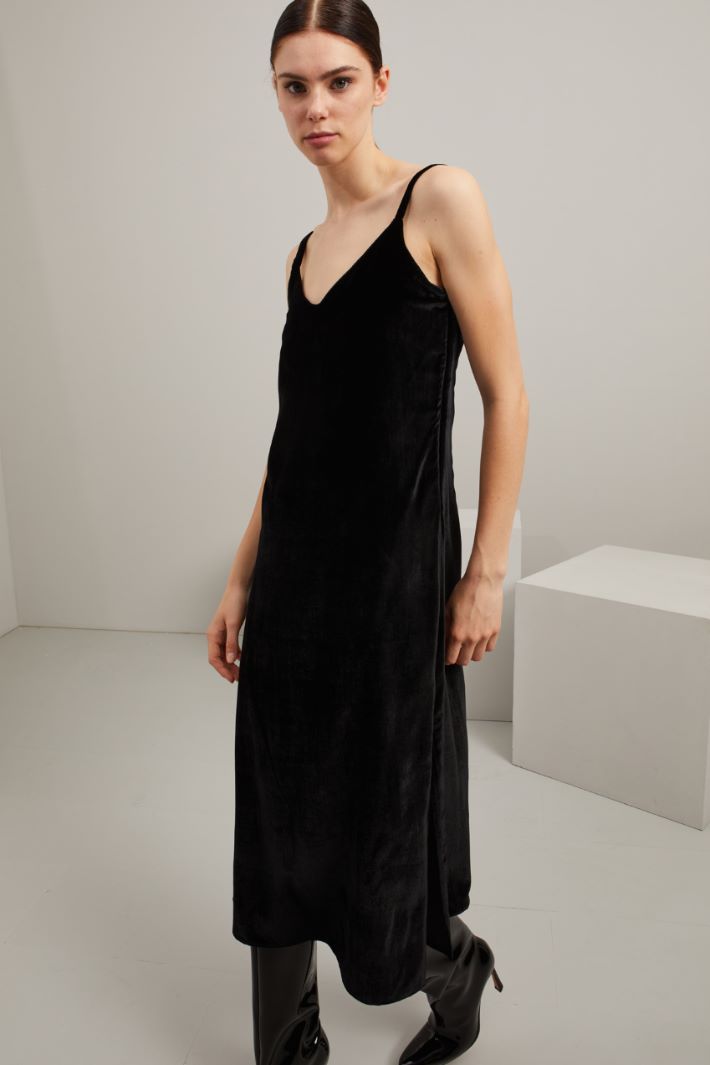 Slip dress in velluto - NERO - Fashion Market - 2